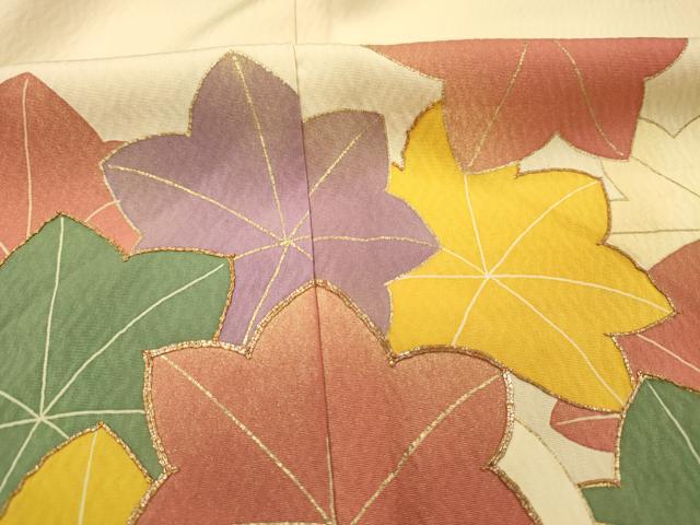 平和屋着物■訪問着　駒刺繍　舞楓文　金彩　正絹　逸品　DABH5706ya