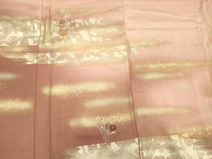 平和屋着物■訪問着　刺繍　飾花文　暈し染め　金彩　正絹　逸品　DABH5707ya