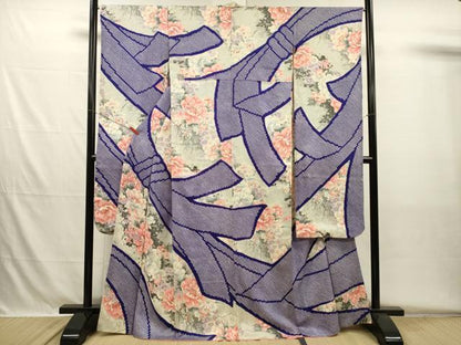 平和屋着物■豪華振袖　絞り　束ね熨斗牡丹文　金彩　正絹　逸品　DABH5708ya