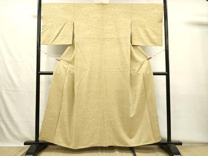 平和屋着物■上質な色無地　菊芝地紋　蒸栗色　正絹　逸品　DABH5709ya