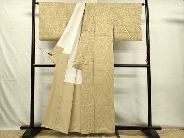平和屋着物■上質な色無地　菊芝地紋　蒸栗色　正絹　逸品　DABH5709ya