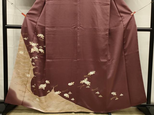 平和屋着物■訪問着　松葉散らし花文　暈し染め　金彩　正絹　逸品　DABH5714ya