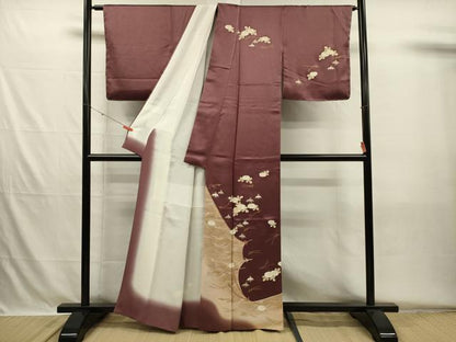 平和屋着物■訪問着　松葉散らし花文　暈し染め　金彩　正絹　逸品　DABH5714ya