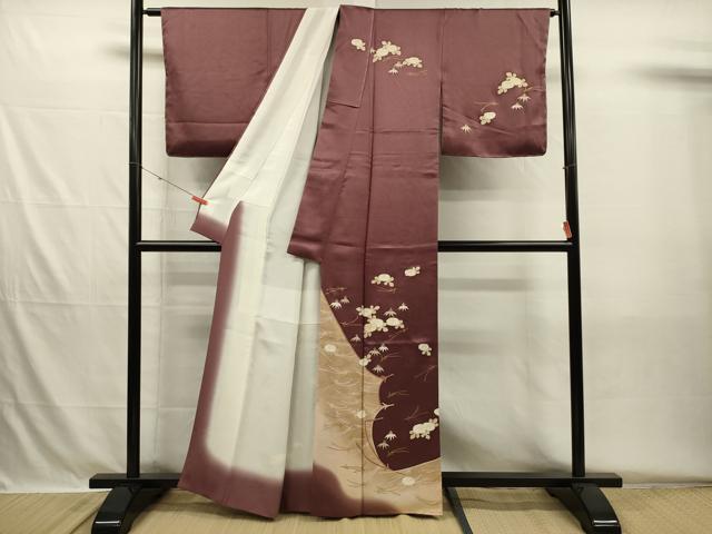 平和屋着物■訪問着　松葉散らし花文　暈し染め　金彩　正絹　逸品　DABH5714ya