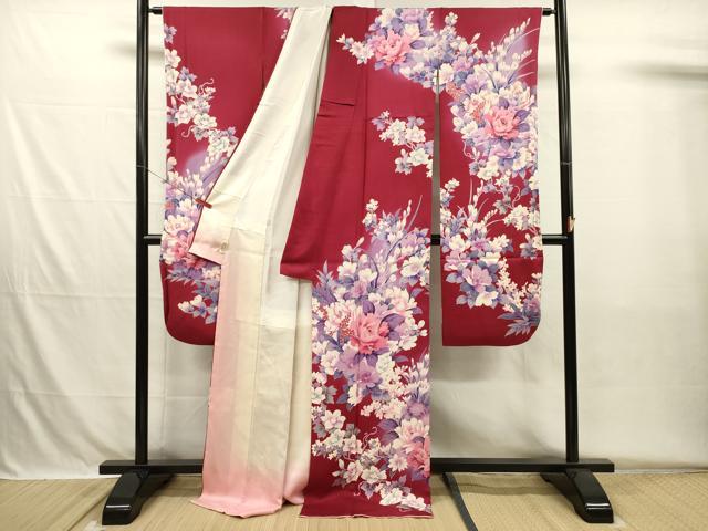 平和屋着物■豪華振袖　草花文　牡丹　暈し染め　正絹　逸品　DABH5716ya
