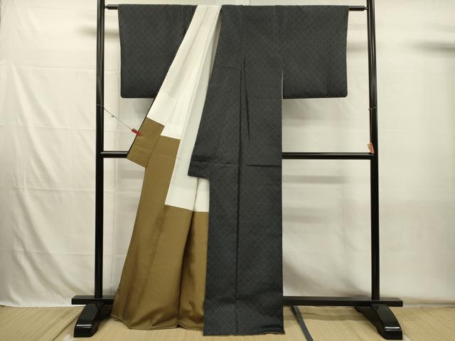平和屋着物■本場大島紬　幾何学文　正絹　逸品　DABH5718ya