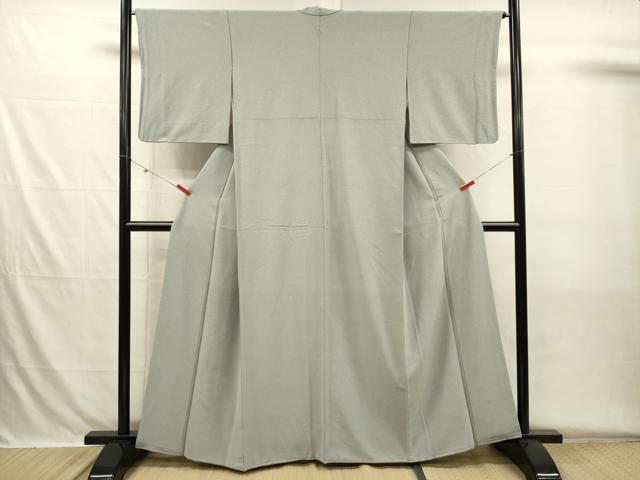 平和屋着物■上質な色無地　霞地紋　千草鼠色　正絹　逸品　DABH5723ya