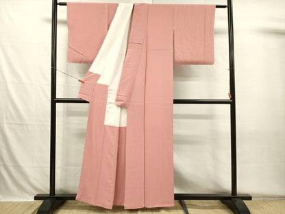 平和屋着物■上質な色無地　珊瑚色　正絹　逸品　DABH5724ya