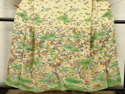 平和屋着物■訪問着　型染め　花鳥文　金彩　正絹　逸品　DABH5725ya