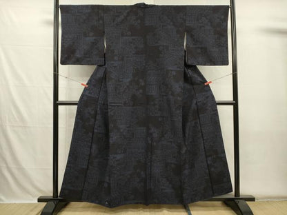 平和屋着物■結城紬　80亀甲　風景文　正絹　逸品　DABH5731ya