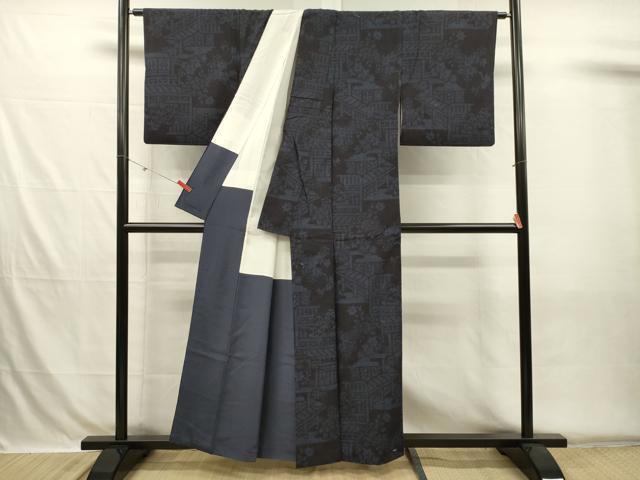 平和屋着物■結城紬　80亀甲　風景文　正絹　逸品　DABH5731ya
