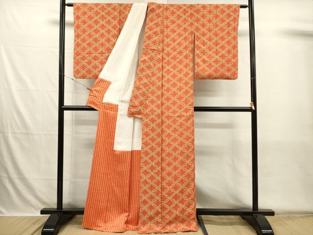 平和屋着物■上質な小紋　絞り　七宝文　正絹　逸品　DABH5738ya