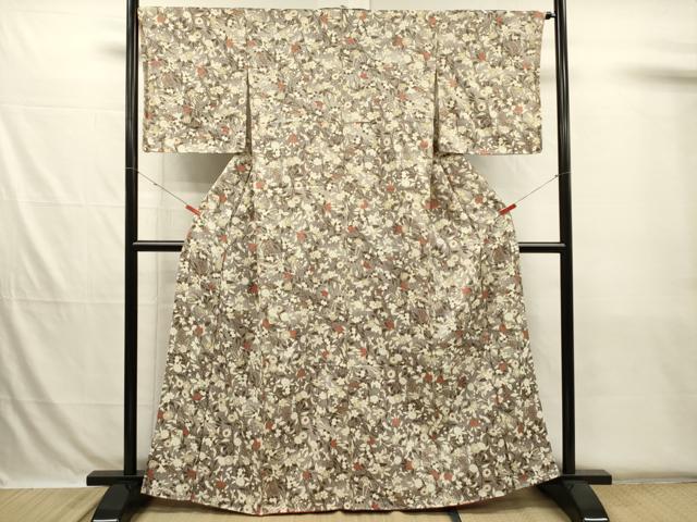 平和屋着物■上質な小紋　草花文　舞桜　金彩　正絹　逸品　DABH5745ya