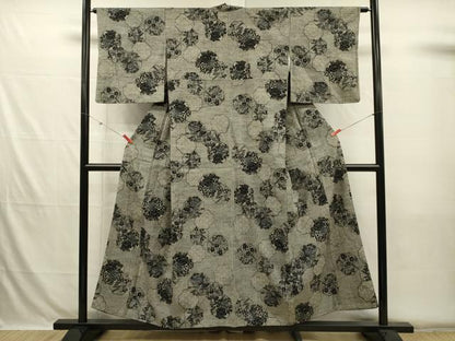 平和屋着物■上質な紬　抽象花文　正絹　逸品　DABH5747ya
