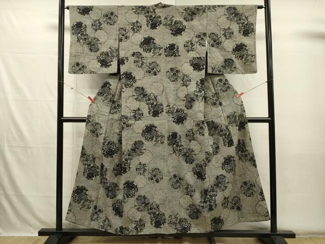 平和屋着物■上質な紬　抽象花文　正絹　逸品　DABH5747ya