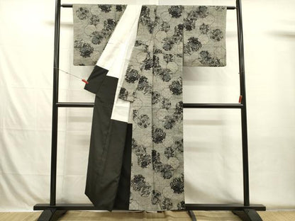 平和屋着物■上質な紬　抽象花文　正絹　逸品　DABH5747ya