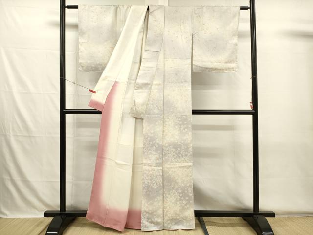平和屋着物■上質な小紋　手描き　舞花文　暈し染め　正絹　逸品　DABH5749ya