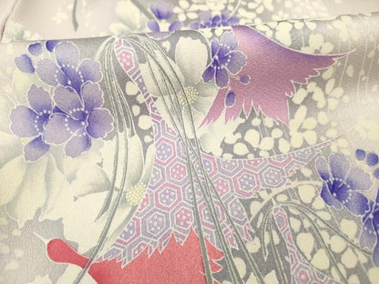 平和屋着物■上質な小紋　草花文　暈し染め　正絹　逸品　DABH5752ya