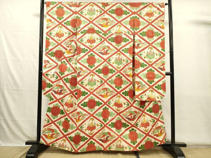 平和屋着物■豪華振袖　花鳥唐草菱文　金彩　正絹　逸品　DABH5754ya