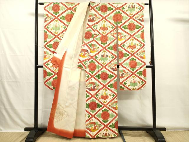 平和屋着物■豪華振袖　花鳥唐草菱文　金彩　正絹　逸品　DABH5754ya