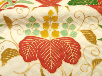 平和屋着物■豪華振袖　花鳥唐草菱文　金彩　正絹　逸品　DABH5754ya