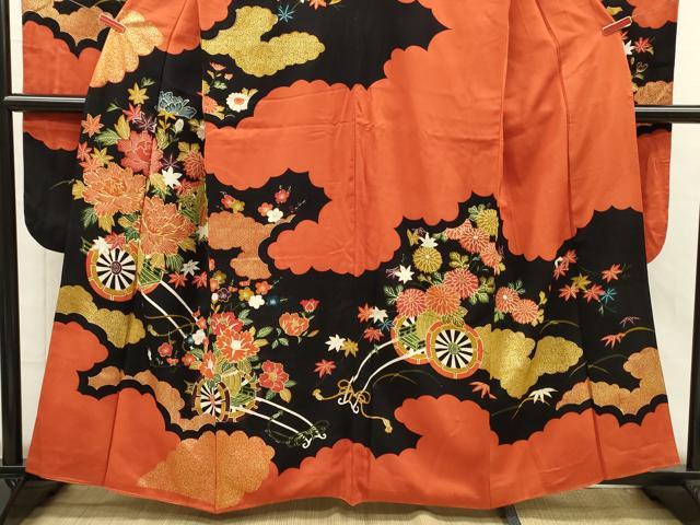 平和屋着物■豪華振袖　駒刺繍　花車文　金彩　正絹　逸品　DABH5757ya