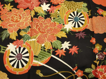 平和屋着物■豪華振袖　駒刺繍　花車文　金彩　正絹　逸品　DABH5757ya