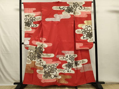 平和屋着物■豪華振袖　駒刺繍　絞り　エ霞花唐草文　金彩　正絹　逸品　DABH5768ya