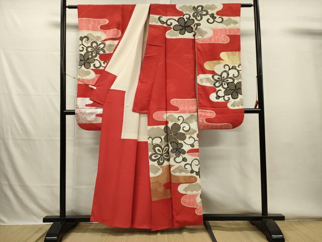 平和屋着物■豪華振袖　駒刺繍　絞り　エ霞花唐草文　金彩　正絹　逸品　DABH5768ya