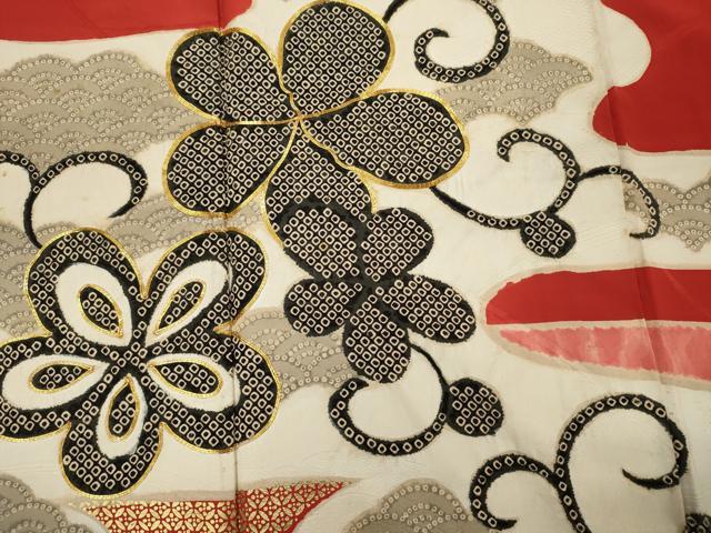 平和屋着物■豪華振袖　駒刺繍　絞り　エ霞花唐草文　金彩　正絹　逸品　DABH5768ya