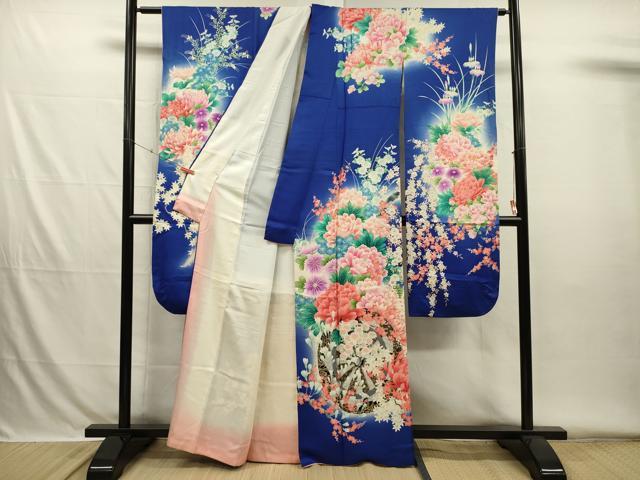 平和屋着物■豪華振袖　花車文　牡丹　乱菊　暈し染め　金彩　正絹　逸品　DABH5772ya