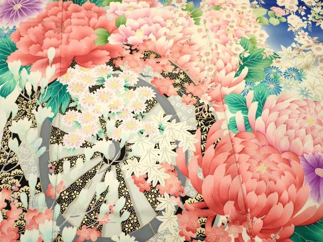 平和屋着物■豪華振袖　花車文　牡丹　乱菊　暈し染め　金彩　正絹　逸品　DABH5772ya