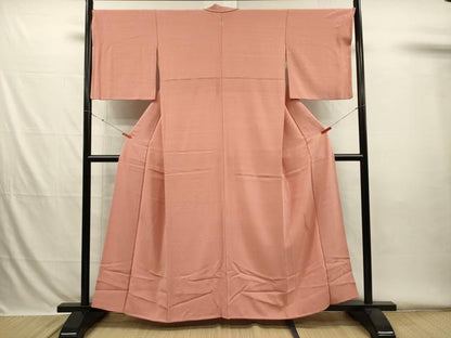 平和屋着物■上質な色無地　お召縮緬　ときがら茶色　正絹　逸品　DABH5776ya