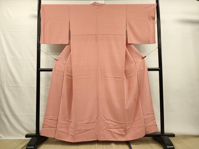 平和屋着物■上質な色無地　お召縮緬　ときがら茶色　正絹　逸品　DABH5776ya
