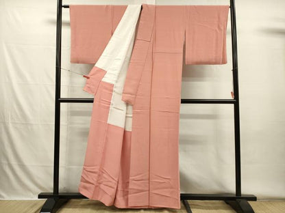 平和屋着物■上質な色無地　お召縮緬　ときがら茶色　正絹　逸品　DABH5776ya