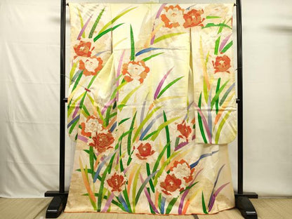 平和屋着物■豪華振袖　駒刺繍　草花文　牡丹　暈し染め　金彩　正絹　逸品　DABH5777ya
