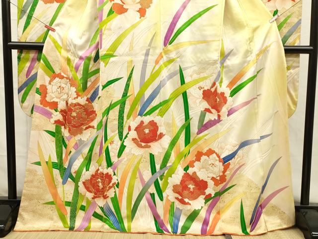 平和屋着物■豪華振袖　駒刺繍　草花文　牡丹　暈し染め　金彩　正絹　逸品　DABH5777ya