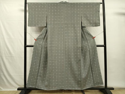 平和屋着物■上質な小紋　変わり格子　正絹　逸品　DABH5778ya