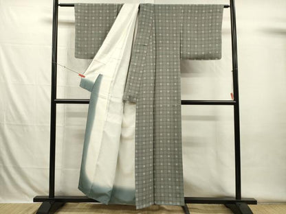 平和屋着物■上質な小紋　変わり格子　正絹　逸品　DABH5778ya