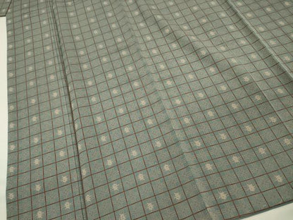 平和屋着物■上質な小紋　変わり格子　正絹　逸品　DABH5778ya