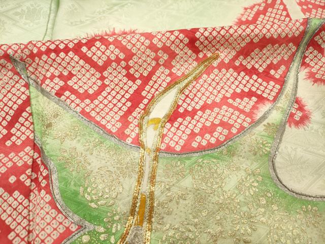 平和屋着物■豪華振袖　駒刺繍　飛鶴立波文　鹿の子　暈し染め　金彩　正絹　逸品　DABH5779ya