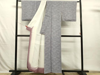 平和屋着物■上質な小紋　霞文　暈し染め　鬼しぼ縮緬　正絹　逸品　DABH5781ya