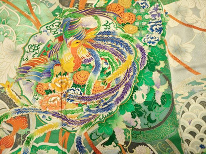 平和屋着物■豪華振袖　駒刺繍　絵皿鳳凰花文　金彩　正絹　逸品　DABH5783ya