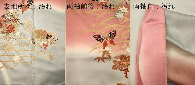 平和屋着物■豪華振袖　雪輪舞蝶花文　暈し染め　金彩　正絹　逸品　DABH5787ya