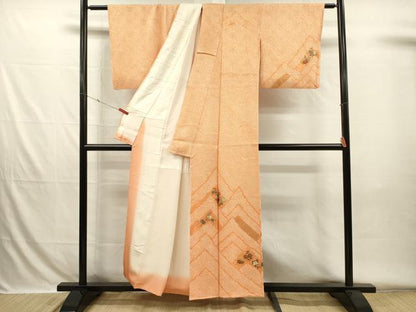 平和屋着物■訪問着　絞り　刺繍　草花文　金糸　正絹　逸品　DABH5789ya