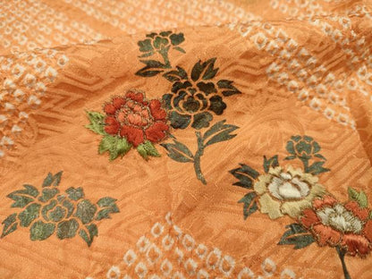 平和屋着物■訪問着　絞り　刺繍　草花文　金糸　正絹　逸品　DABH5789ya