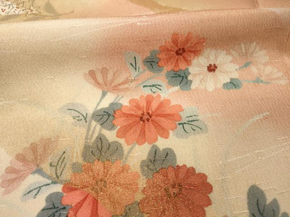 平和屋着物■訪問着　草花文　暈し染め　金彩　お召縮緬　正絹　逸品　DABH5792ya
