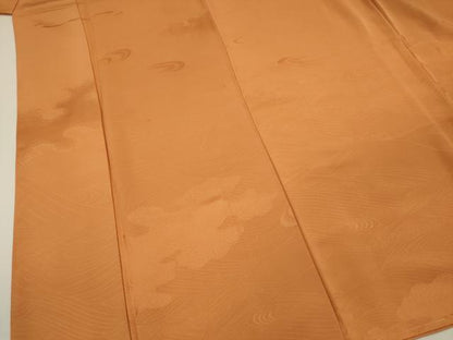 平和屋着物■上質な色無地　流水地紋　蜜柑色　正絹　逸品　未使用　DABH5793ya