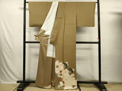 平和屋着物■色留訪問着　源氏車舞桜文　きぬものがたり　金彩　正絹　逸品　DABH5797ya