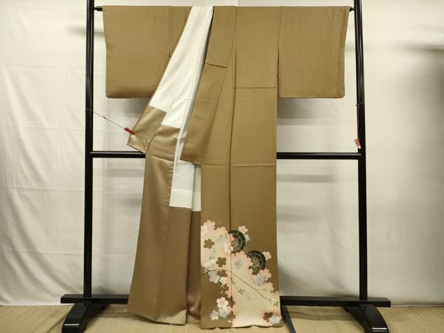 平和屋着物■色留訪問着　源氏車舞桜文　きぬものがたり　金彩　正絹　逸品　DABH5797ya